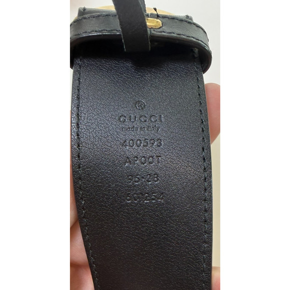 Gucci GG Gold Buckle Marmont Black Wide Leather Belt size 95cm Fits 32/34 Waist